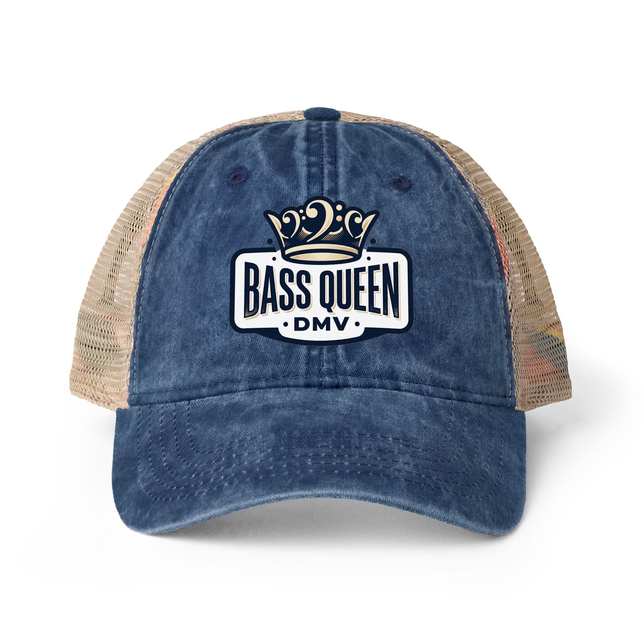 FishingHoleZ Bass Queen - Women's Washed Mesh-Back Cap